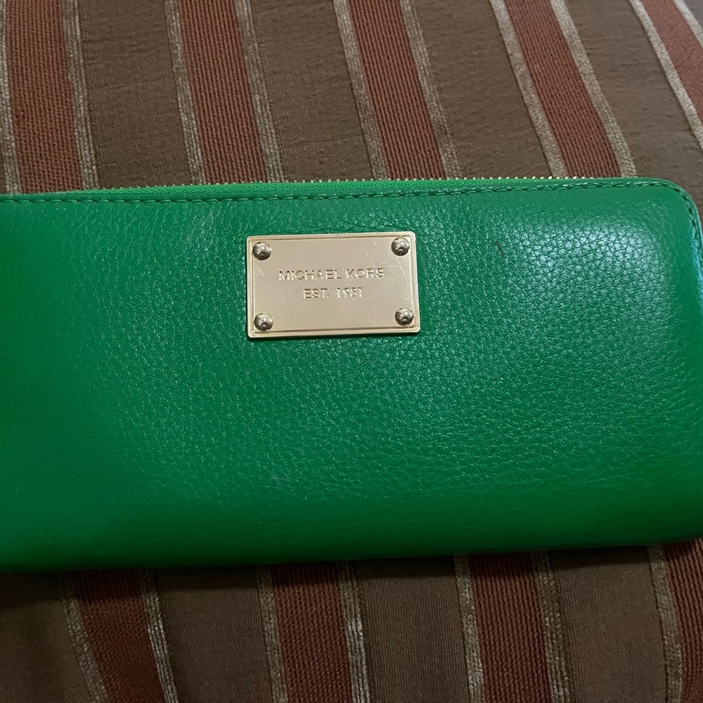 Michael Kors Emerald Leather Clutch